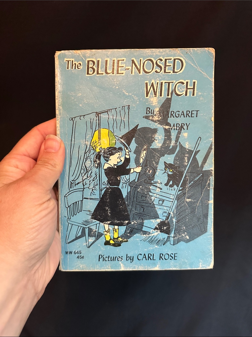 VTG 1956 The Blue-Nosed Witch Vintage Children's Book - Blue & Yellow Cover